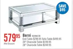 The Brick Berni 47.2 Glam Mirror & Glass Top Coffee Table with Shelf - Silver Metal with Diamond Look Legs offer