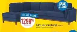 The Brick Zara 2-Piece Left-Facing Fabric Sectional with Chaise and Wood Legs - Navy offer