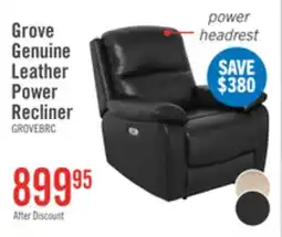 The Brick Grove 36 Genuine Leather Power Reclining Chair with Adjustable Headrest - Black offer