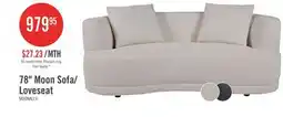 The Brick Moon 78 Fabric Curved Loveseat with Accent Pillows - Wooly Almond White offer