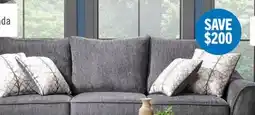 The Brick Made in Canada Febe 100 Chenille Fabric Sofa with Flared Arms and Accent Pillows - Charcoal Grey offer