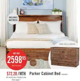 The Brick Parker Cabinet Bed with Memory Foam Mattress, Weathered Brown - Queen Size offer