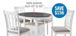 The Brick Dena 5pc Dining Set with Table & Chairs, 42-60W Extension, Round - Dove Grey offer