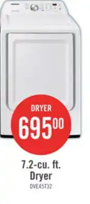 The Brick Samsung 7.2 Cu. Ft. Electric Dryer - White - DVE45T3200W/AC offer