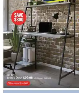 The Brick James 43 Office Desk with Hutch and Shelves - Grey offer