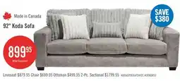 The Brick Made in Canada Koda 92 Chenille and Faux Fur Fabric Sofa with Removable Cushions - Plush Paloma Grey offer