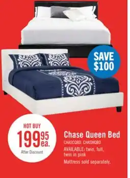The Brick Chase Upholstered Bed in Brown Vegan-Leather Fabric - Queen Size offer