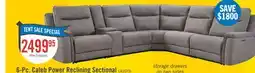 The Brick Caleb 6-Piece Power Reclining Sectional with Storage Console and USB Port - Grey offer