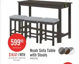 The Brick Noah 60 Modern Sofa Table with 3 Counter-Height Stools and USB Ports - Grey offer