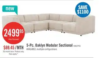 The Brick Oaklyn Modular 5-Piece Fabric Sectional with Tufted Seat Cushions - Beige offer