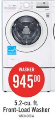 The Brick LG 5.2 Cu. Ft. Front-Load High-Efficiency Washer - White - Stackable - WM3400CW offer