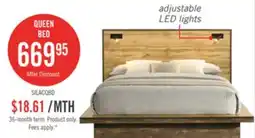 The Brick Silas Platform Bed with Headboard & Frame, LED, Rustic Brown - Queen Size offer