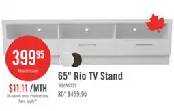 The Brick Rio 65 Modern TV Stand with Storage and Cable Management for TVs up to 75- White offer
