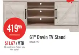 The Brick Davin 61 Rustic TV Stand with Storage and Cable Management for TVs up to 70- Whitewash offer
