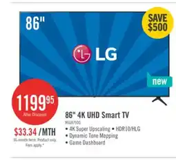 The Brick LG 86 UA75 4K Smart TV offer