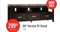 The Brick Verona 60 TV Stand with Storage and Cable Management for TVs up to 65- Espresso with Marble Top offer