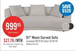 The Brick Moon 91 Fabric Curved Sofa with Accent Pillows - Wooly Almond White offer