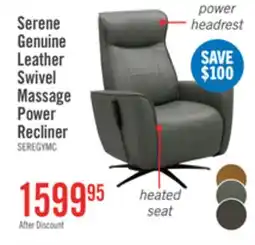 The Brick Serene 31 Genuine Leather Power Reclining Massage Chair with Power Headrest and Heated Seat - Grey offer
