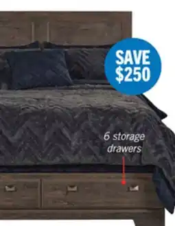 The Brick Yorkdale 6-Drawer Platform Bed with Headboard & Storage Frame, Made in Canada, Grey - Queen Size offer
