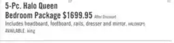 The Brick Halo 5pc Bedroom Set with Bed, Dresser & Mirror, LED, Glam, White - Queen Size offer