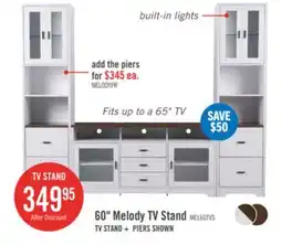 The Brick Melody 60 TV Stand with Storage and Cable Management for TVs up to 65- White offer