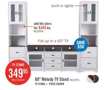 The Brick Melody 60 TV Stand with Storage and Cable Management for TVs up to 65- White offer