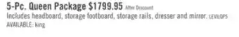 The Brick Levi 5pc Bedroom Set with Storage Bed, Dresser & Mirror, Wooden, Drift Grey - Queen Size offer