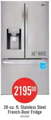 The Brick LG 36 28 Cu. Ft. French-Door Refrigerator - Smudge Proof Stainless Steel - LRFS28XBS offer