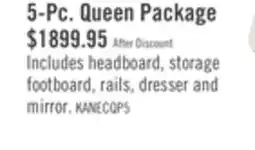 The Brick Kane 5pc Bedroom Set with Storage Bed, Dresser & Mirror, Vegan Leather, Brown - Queen Size offer