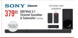 The Brick SONY 5.1 CH Dolby Digital Soundbar with Subwoofer and Wireless Rear Speakers (HTS40R) offer