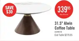 The Brick Alwin 31.5 Modern Round Coffee Table with White Sintered Stone Top - Brown offer