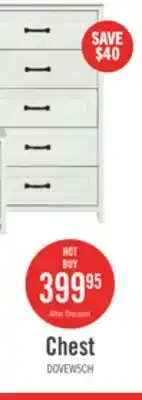 The Brick Dove Bedroom Chest of Drawers, 5-Drawer, 30.5W x 49H, Made in Canada - White offer