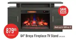 The Brick Breya 64 Modern Electric Fireplace TV Stand with Storage & USB Charging for TVs up to 70- Grey offer