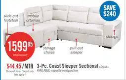 The Brick Coast 3-Piece Left-Facing Fabric Sleeper Sectional with Storage and Ottoman - Ivory White offer