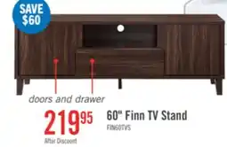 The Brick Finn 60 TV Stand with Storage and Cable Management for TVs up to 65- Dark Walnut offer