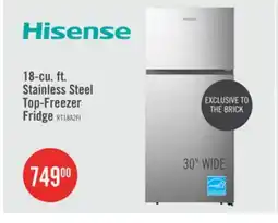 The Brick Hisense 30 18 Cu. Ft. Top-Mount Refrigerator - Stainless Steel - RT18A2FID offer