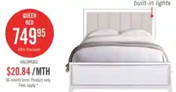 The Brick Halo Panel Bed with Headboard & Frame, LED, Glam, White - Queen Size offer