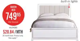 The Brick Halo Panel Bed with Headboard & Frame, LED, Glam, White - Queen Size offer