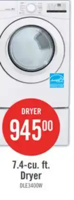 The Brick LG 7.4 Cu. Ft. Electric Dryer - White - Stackable - DLE3400W offer