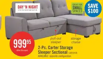 The Brick Carter 2-Piece Right-Facing Linen-Look Fabric Sleeper Sectional with Storage Chaise - Solis Grey offer