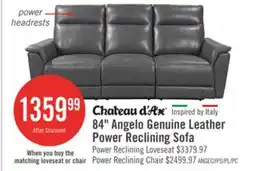 The Brick Chateau dAx Angelo 84.25 Genuine Leather Power Reclining Sofa with Power Headrests - Grey offer