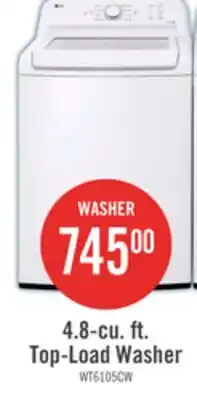 The Brick LG 4.8 Cu. Ft. Top-Load High-Efficiency Washer - White - WT6105CW offer