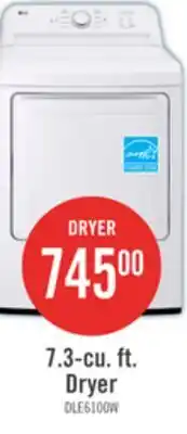 The Brick LG 7.3 Cu. Ft. Electric Dryer - White - DLE6100W offer