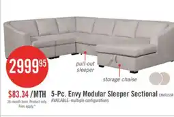 The Brick Envy 5-Piece Right-Facing Chenille Fabric Sleeper Sectional with Storage Chaise - Fog Grey offer