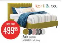 The Brick Kort & Co. Rain Upholstered Platform Bed in Green Fabric, Tufted - Queen Size offer