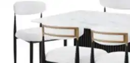 The Brick Kort & Co. Capri 7pc Dining Set with Table & 6 Chairs, Gold Accent, Pedestal Base, 72W - White offer