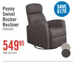 The Brick Penny 29.1 Linen-Look Fabric Swivel Rocker Reclining Chair - Grey offer