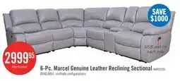 The Brick Marcel 6-Piece Genuine Leather Power Reclining Sectional with Storage Console and USB Port - Grey offer