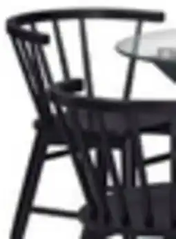 The Brick Remi 5pc Dining Set with Table & 4 Spindle-Back Chairs, Glass & Wood, 42W Round - Black & White offer