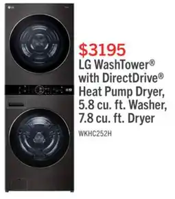 The Brick LG 5.8 Washer/7.8 Dryer Cu. Ft. Front-Load High-Efficiency Washtower - Black Steel - WKHC252HBA offer